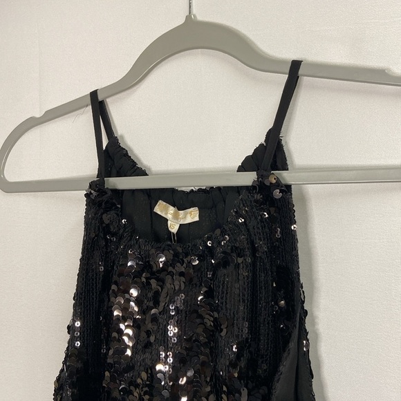 GOLD HAWK Lexi Sequin Halter Tank Top Black Size XS NWT - Picture 3 of 6